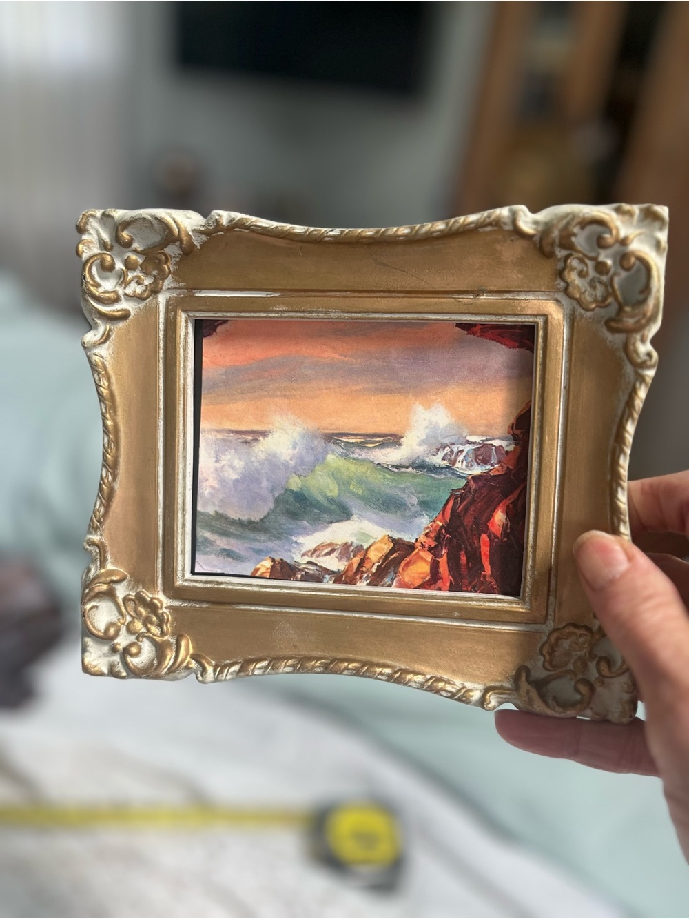 Gold Ornate Small Decorative Frame with Coastal Print